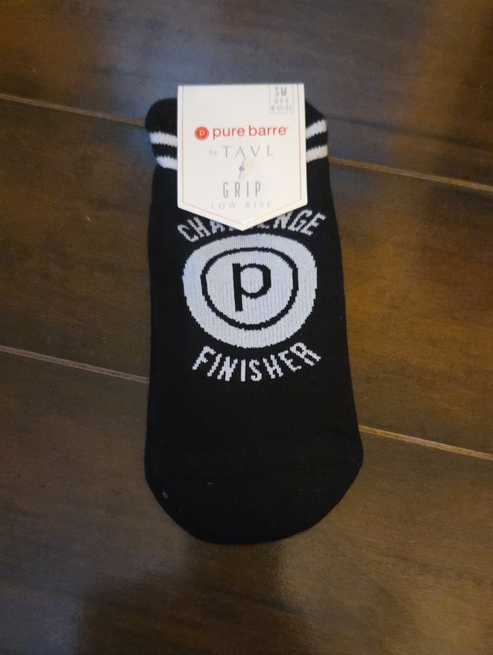 Pure Barre Challenge Finisher Grip Socks Black & White Small
